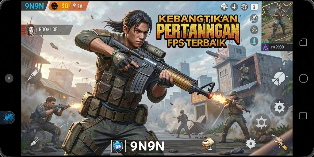 Screenshot gameplay 9N9N yang menampilkan aksi seru di medan perang.