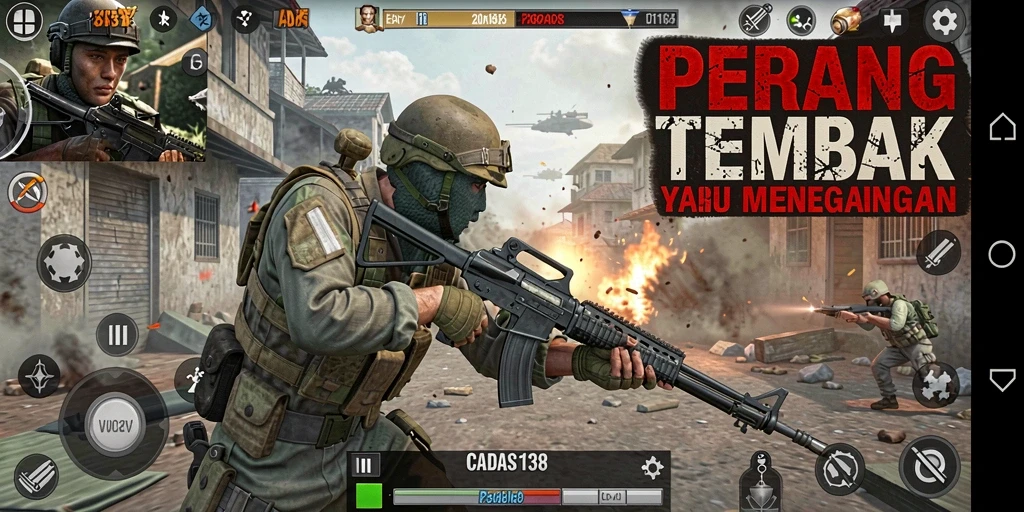 Screenshot menampilkan pertempuran intens dalam gameplay FPS.