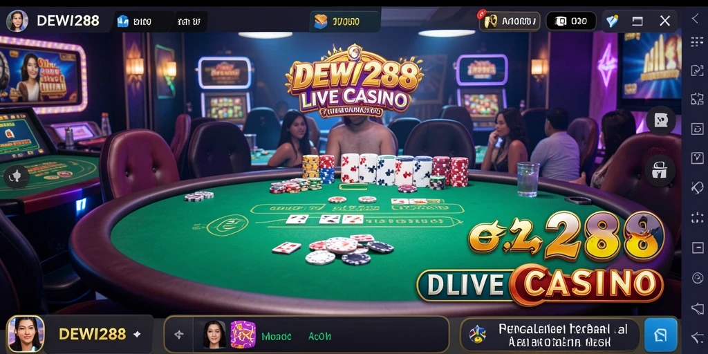 Tampilan utama DEWI288 dengan dealer langsung dan permainan kasino.