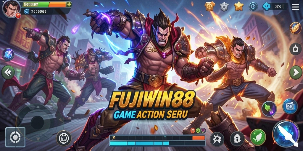 Tampilan menegangkan saat karakter bertarung di FUJIWIN88.