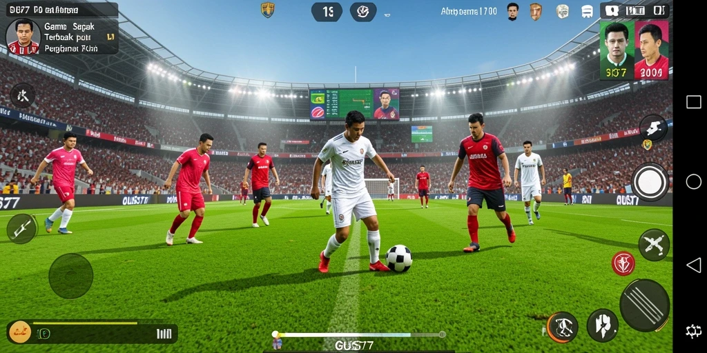Screenshot gameplay GUS77 yang menampilkan aksi sepak bola mendebarkan.