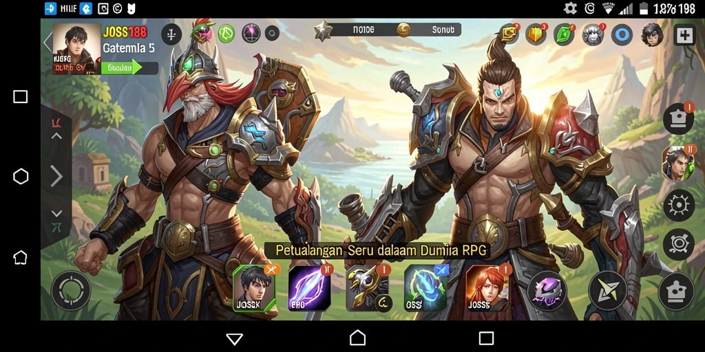 Screenshot dari gameplay RPG JOSS188 menampilkan karakter dalam pertempuran epik.