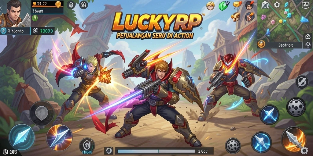 Menampilkan aksi seru dalam permainan LUCKYRP yang menegangkan.