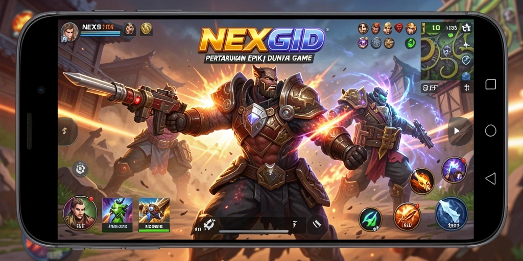 Tangkapan layar utama dari gameplay bertarung yang intens di NEXGID.