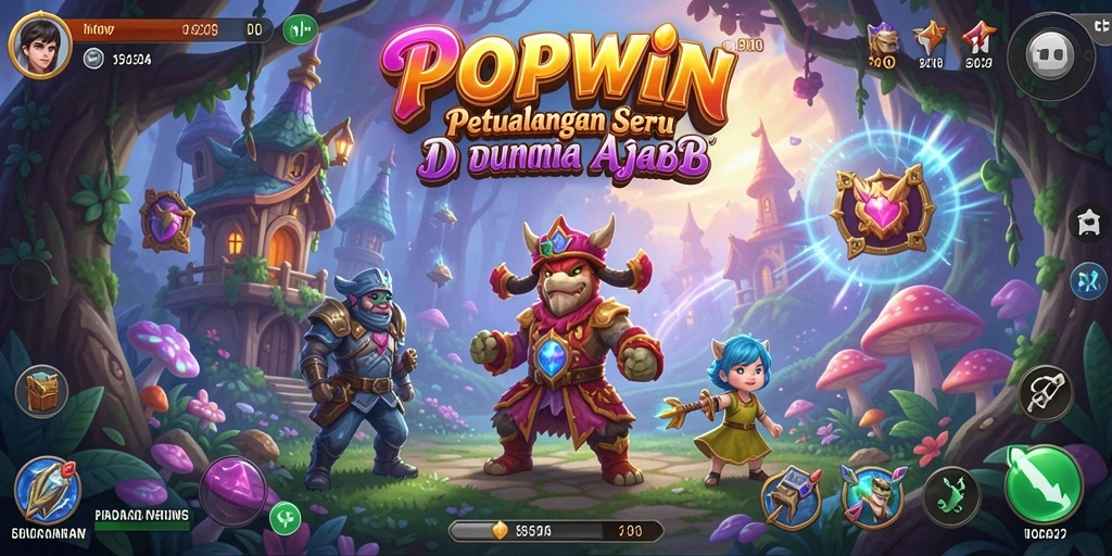 Screenshot menunjukkan gameplay seru dalam <strong>POPWIN</strong> di dunia yang penuh tantangan.