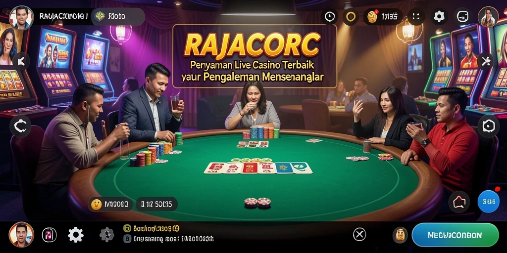 Tangkapan layar utama RAJACORC menampilkan momen seru dalam permainan Live Casino.