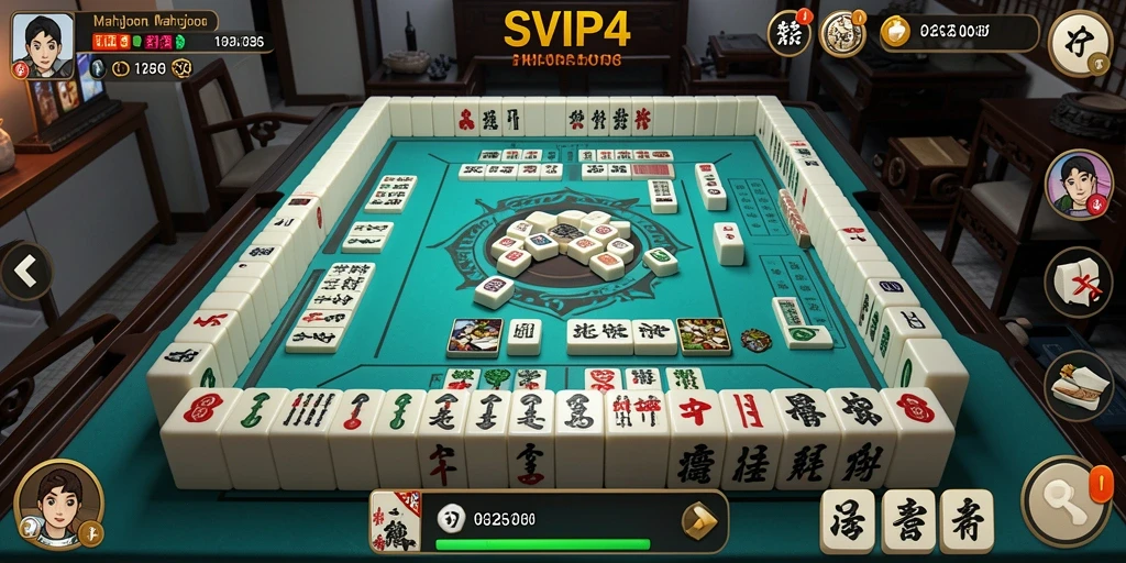 Screenshot gameplay SVIP4 menampilkan aksi seru permainan Mahjong.