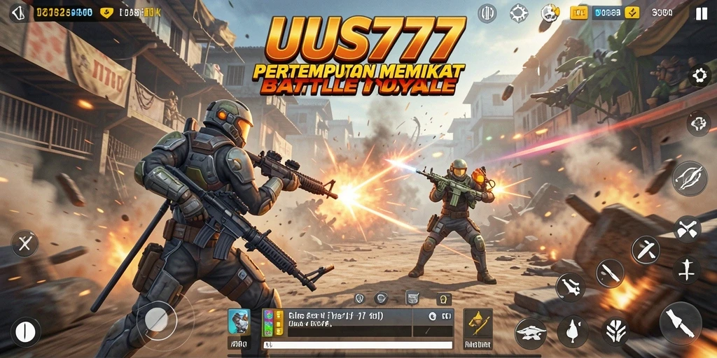 Tangkapan layar menampilkan aksi seru dalam gameplay UUS777 Battle Royale.