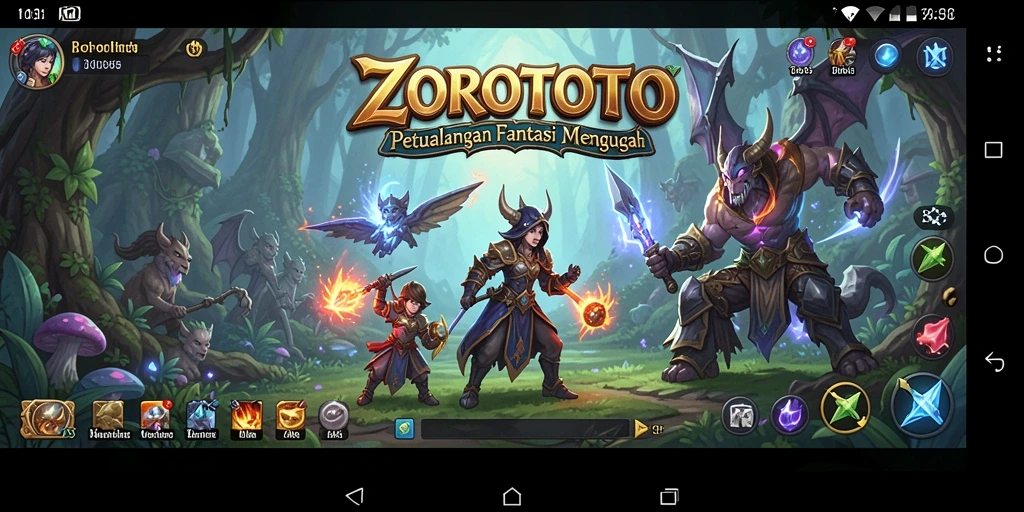 Tampilan gameplay seru dalam ZOROTOTO yang penuh aksi RPG.